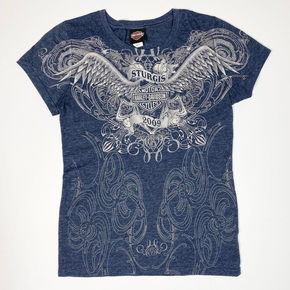 Y2K Harley Davidson Sturgis 2009 graphic print fitted t-shirt Women's XL Biker